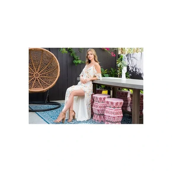 LAST 2️⃣ CREAM YELLOW RUFFLE DETAIL FLORAL MAXI DRESS - Picture 6 of 8